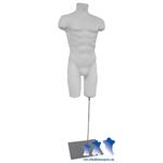 Deluxe Male 3/4 Torso, White w/ Stand Insert Location and Accompanying Stand